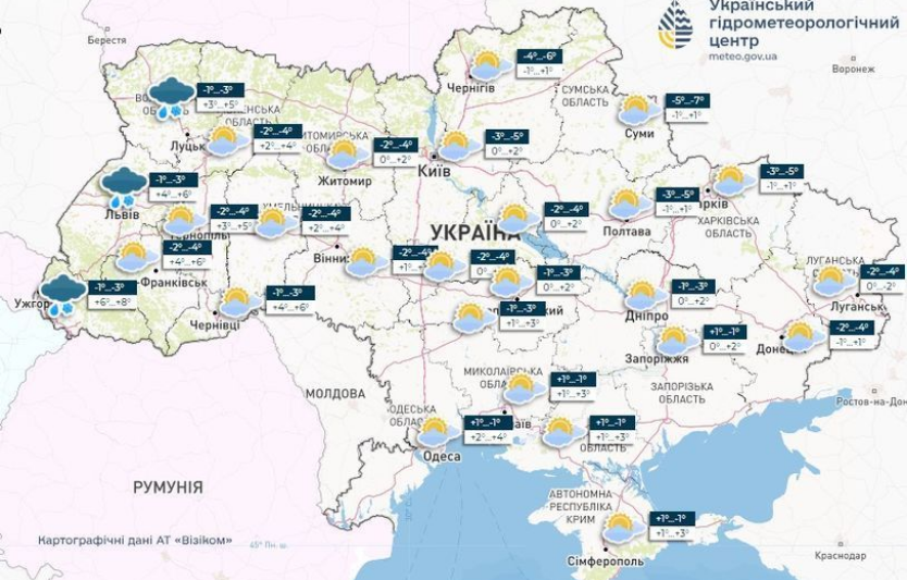Карта погоди України та вплив на дорожні умови